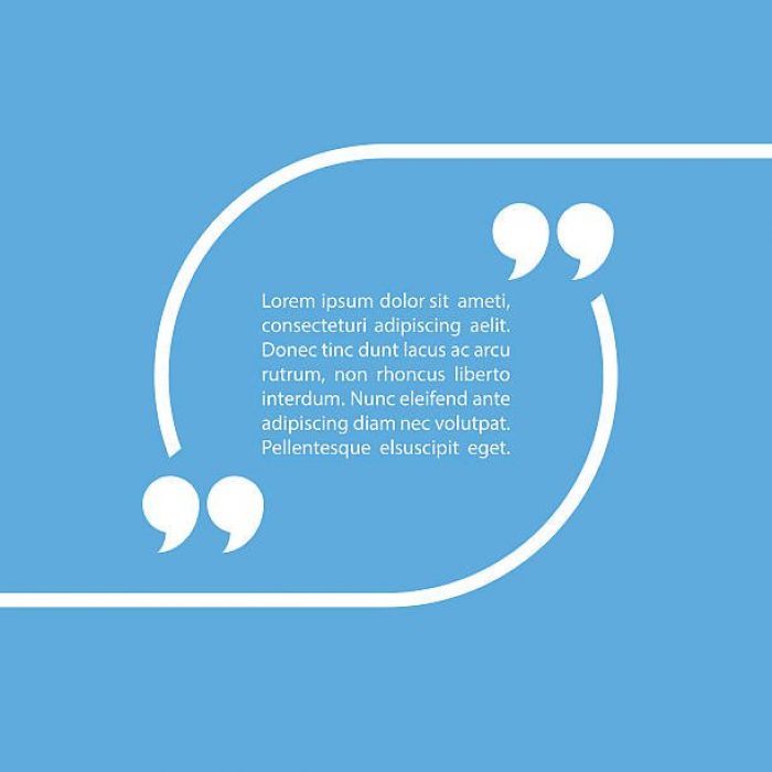Quote text bubble on blue background. Vector illustration.